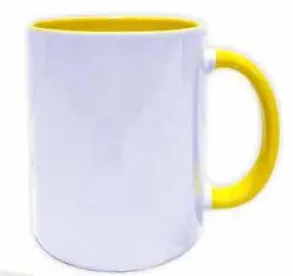 Taza de cerámica SUBLIMABLE Interior y Asa de Color Amarillo